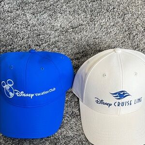 Disney Blue and White Logo Caps, set of two. New!